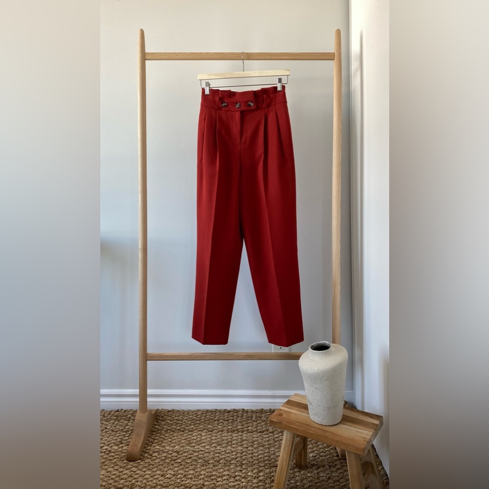 Topshop Straight Leg Pants with Button Detail